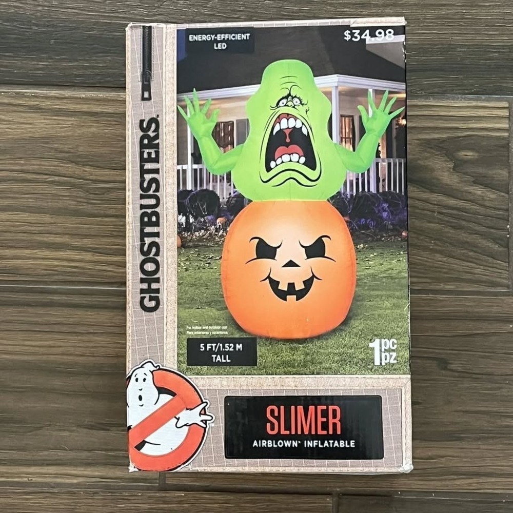 Gemmy Ghostbusters LED Airblown Slimer on Pumpkin Halloween-5ft‎ Inflatable